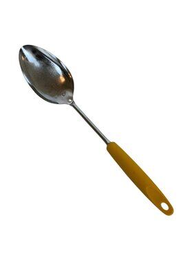 Vintage Ekco USA Chrome Plated Steel Cooking Spoon With Gold Handle